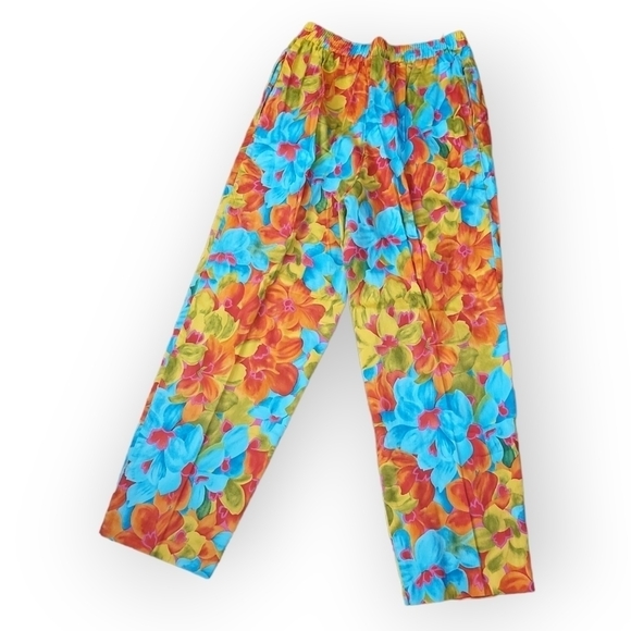 Vintage 80s Bonnie Norma Tropical Print Cotton Shirt Pants Large - Picture 5 of 6